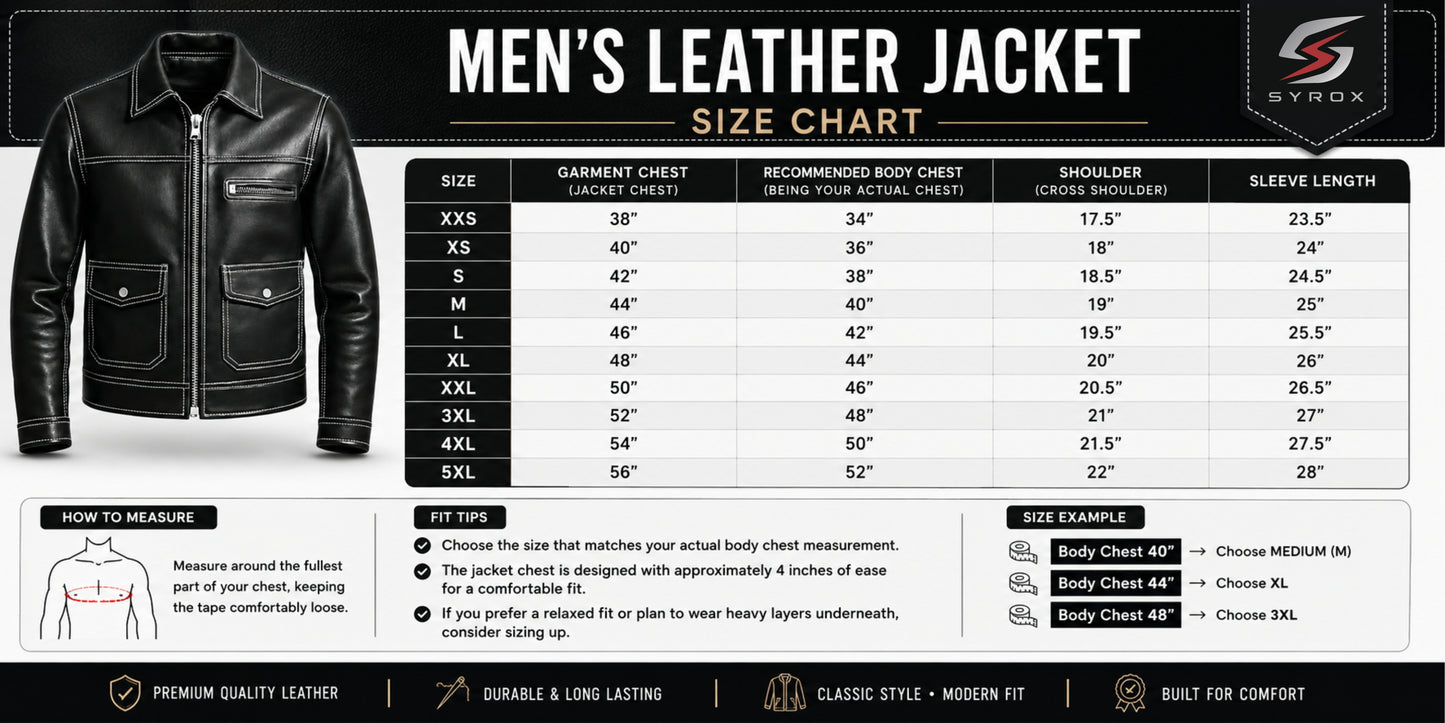 Custom Men's Black Leather Jacket – Handmade Vintage Trucker Motorcycle Jacket with Contrast White Stitching