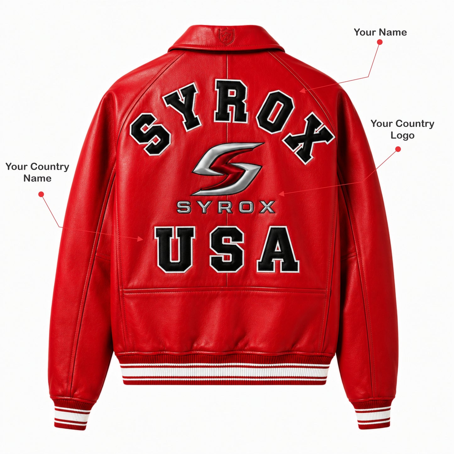 Custom Leather Jacket Personalized Name & Country Logo Jacket, Custom Team Jacket, Personalized Varsity Style Jacket, Unique Gift for Men Women