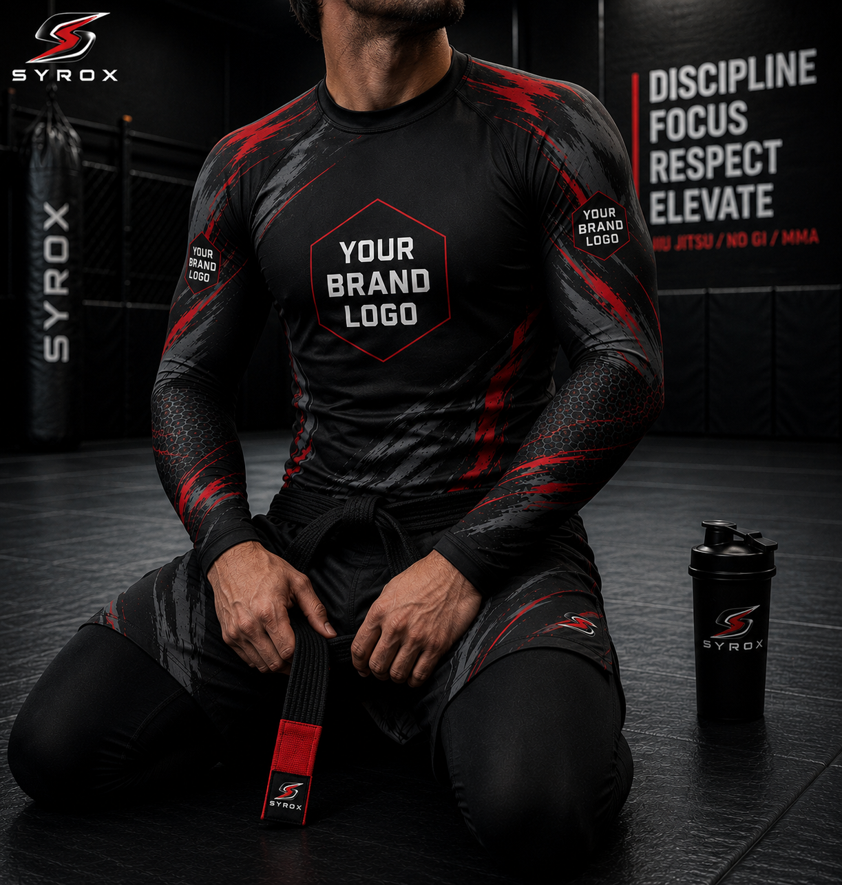 SYROX Premium BJJ Rash Guard - Custom MMA Compression