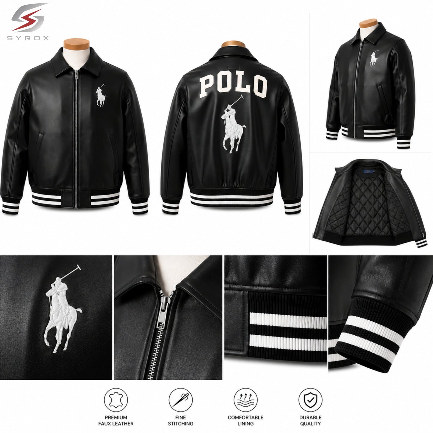 Custom Varsity Bomber Jacket – Personalized Logo, Name & Design Faux Leather Jacket