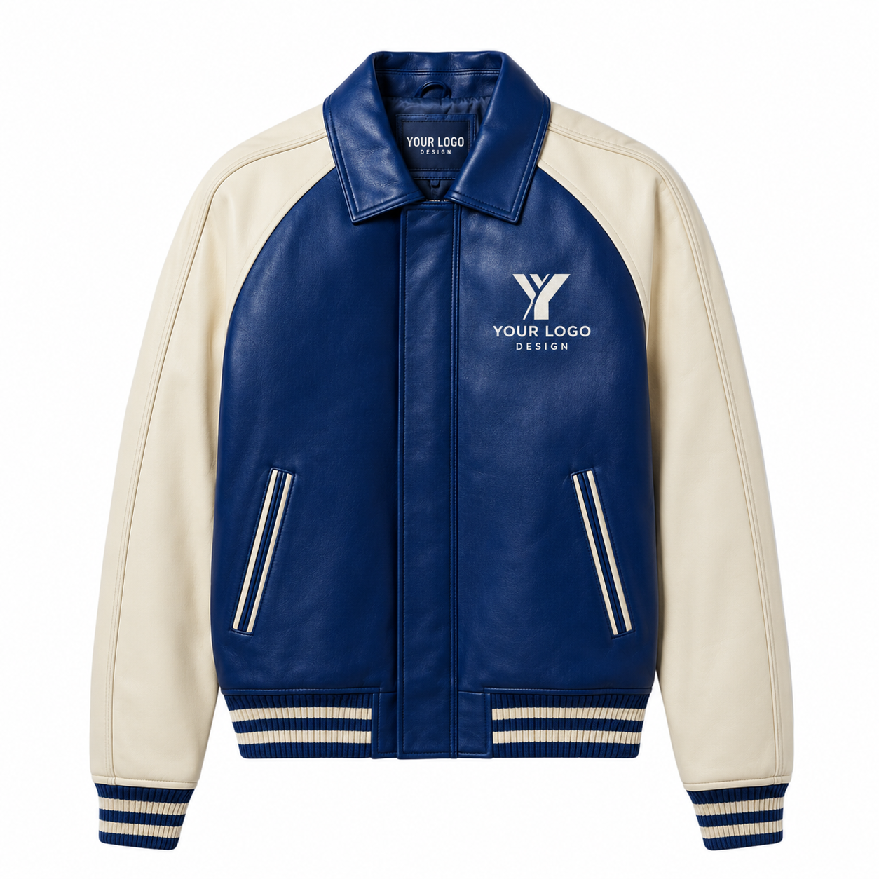 Custom PU Leather Varsity Jacket | Personalized Logo Bomber Jacket for Men