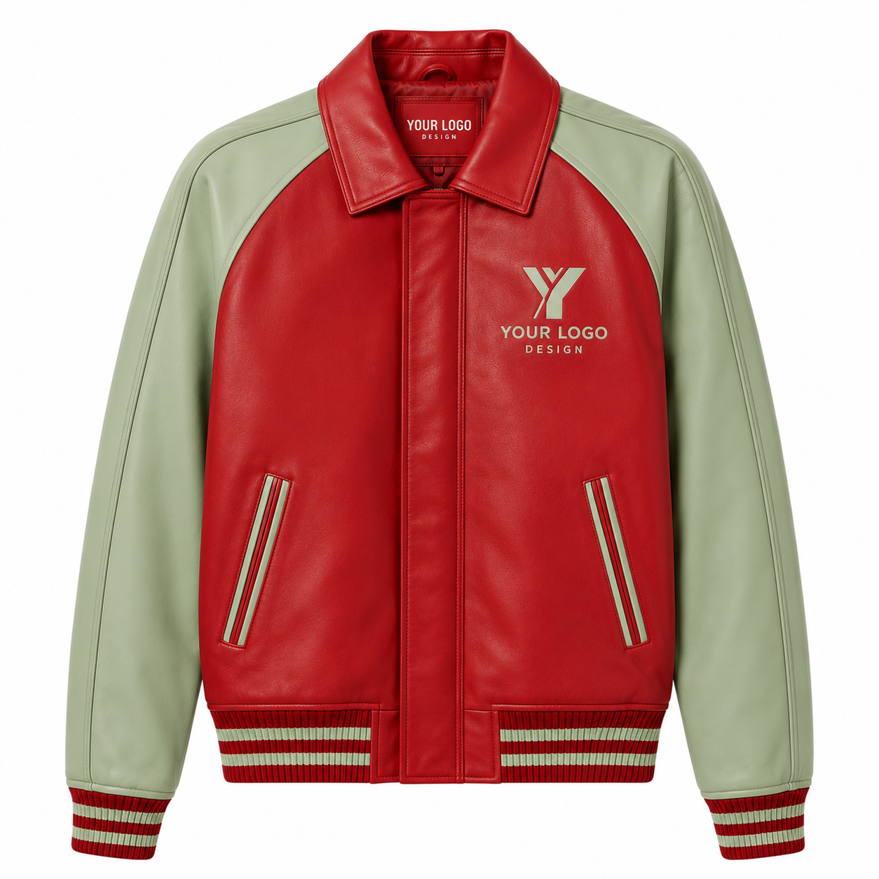 Custom PU Leather Varsity Jacket | Personalized Logo Bomber Jacket for Men