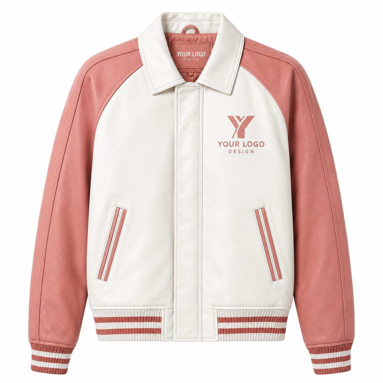 Custom PU Leather Varsity Jacket | Personalized Logo Bomber Jacket for Men