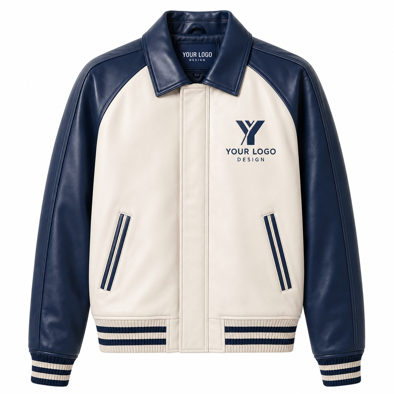 Custom PU Leather Varsity Jacket | Personalized Logo Bomber Jacket for Men