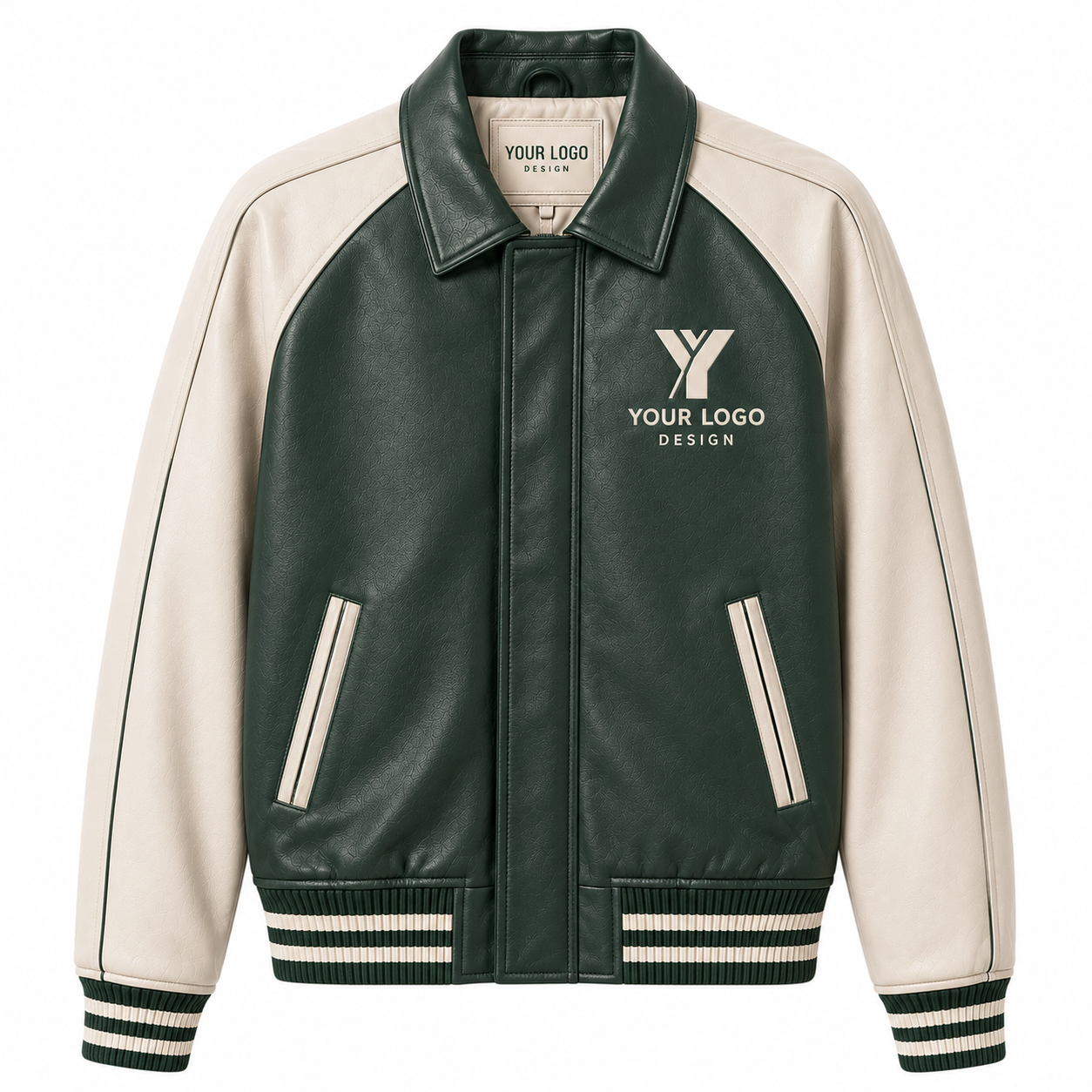 Custom PU Leather Varsity Jacket | Personalized Logo Bomber Jacket for Men